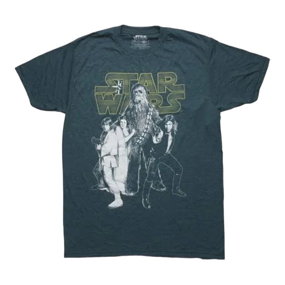 Star Wars Men's Heroes Name Heathered Navy T-Shirt Small NWT